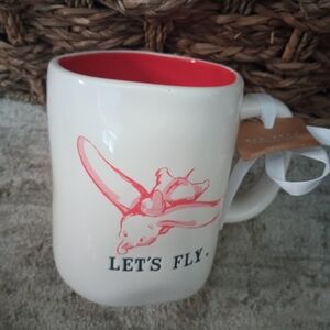 Rae Dunn X Disney White Mug with Red Interior and Dumbo Design